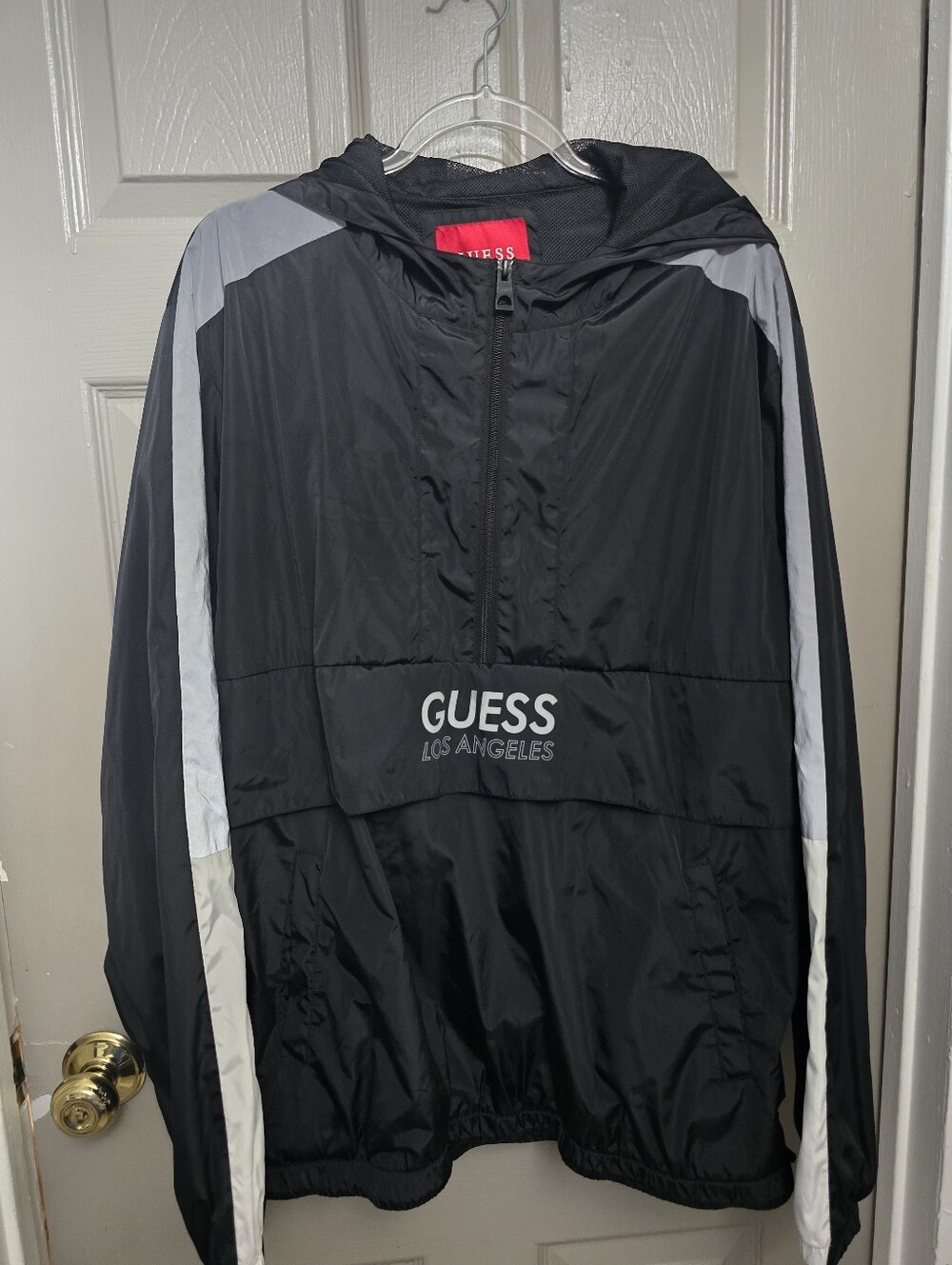 GUESS Men's Black & Light Gray Windbreaker Jacket